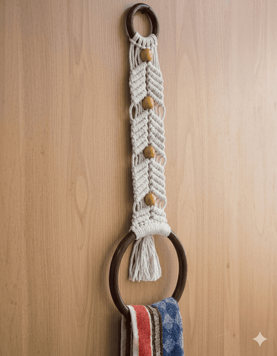 Macrame Beaded Towel Holder - Image 2