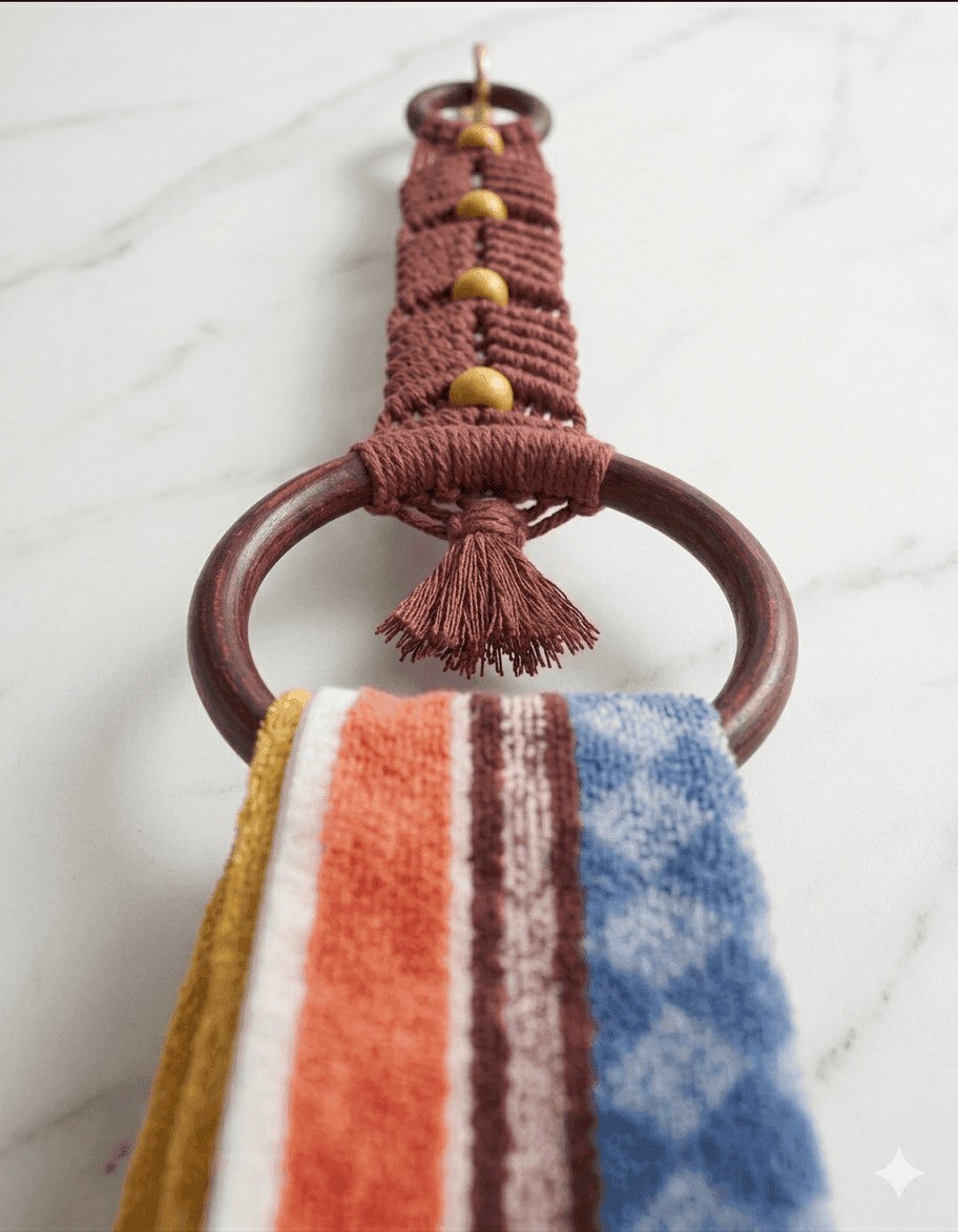 Macrame Beaded Towel Holder - Image 13