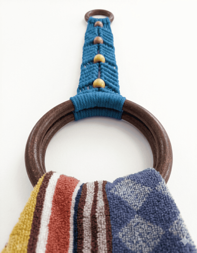 Macrame Beaded Towel Holder