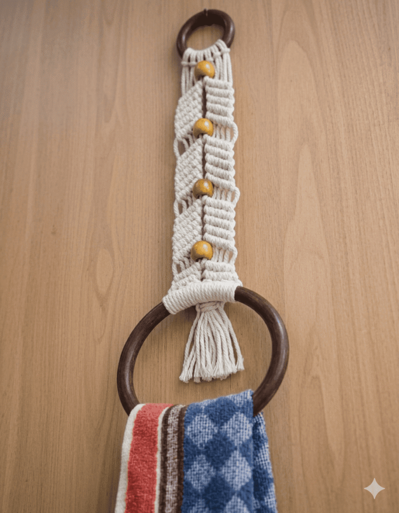 Macrame Beaded Towel Holder