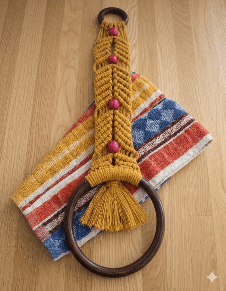 Macrame Beaded Towel Holder