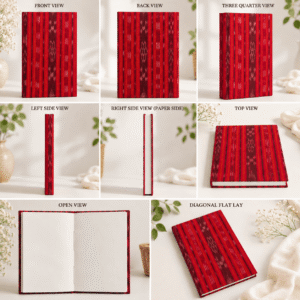 Red Ikat Handcrafted Journal - Image 3