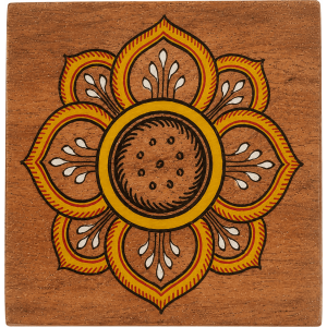 Floral Wooden Tea Coaster Set with Box - Image 1