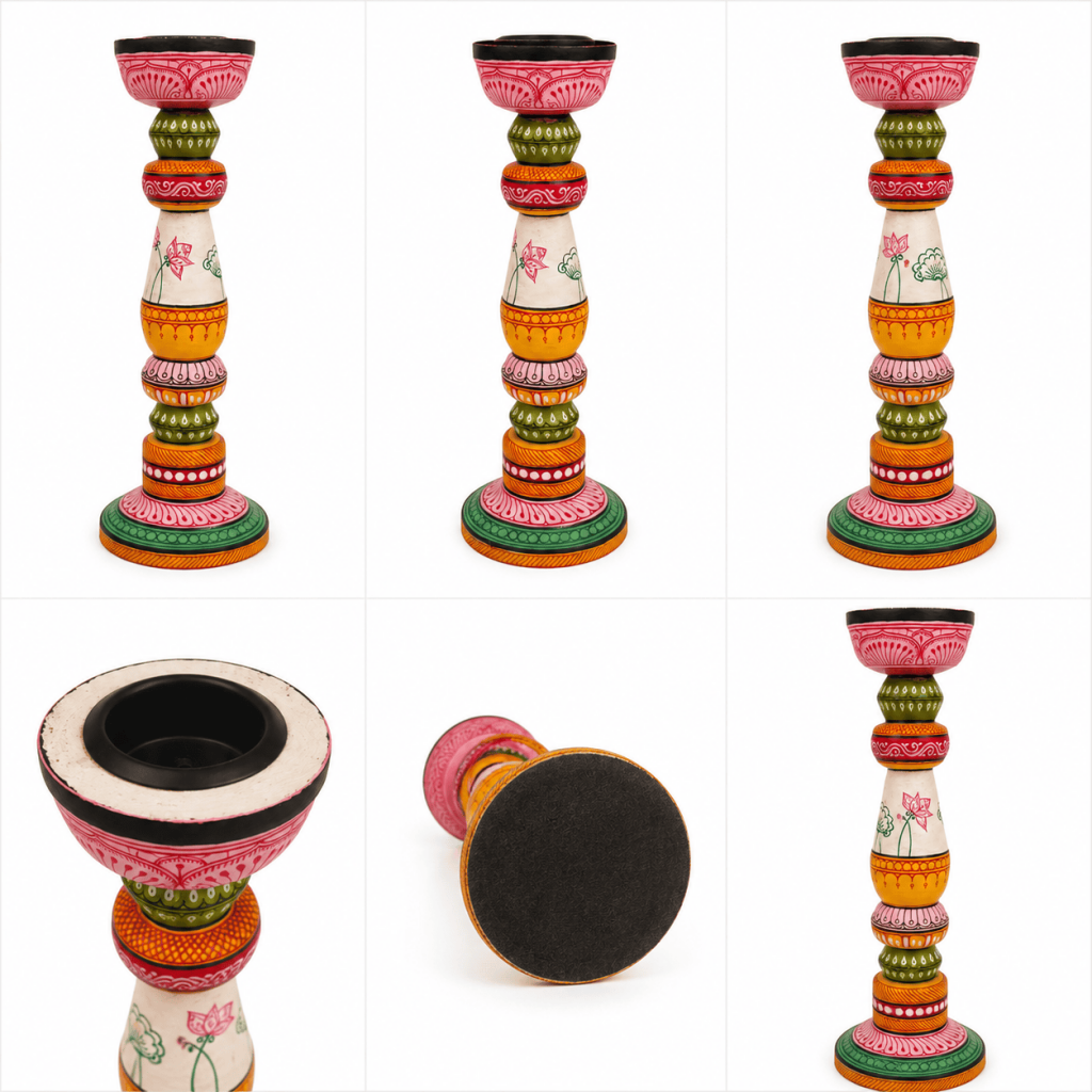 Pattachitra Handpainted Candle Stand Set