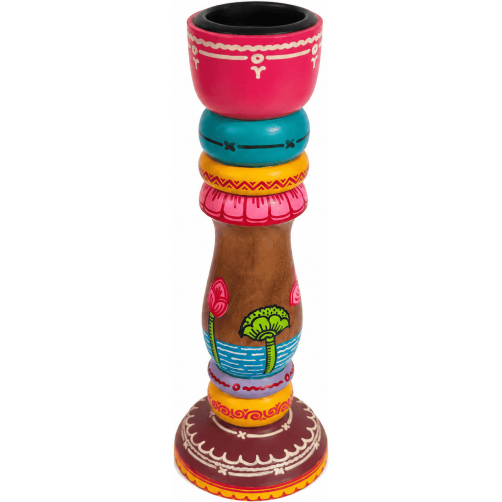 Vibrant Folk Art Candle Holder