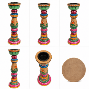 Folk Art Handpainted Candle Holder - Image 2