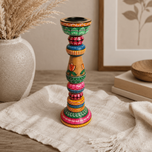Folk Art Handpainted Candle Holder - Image 4