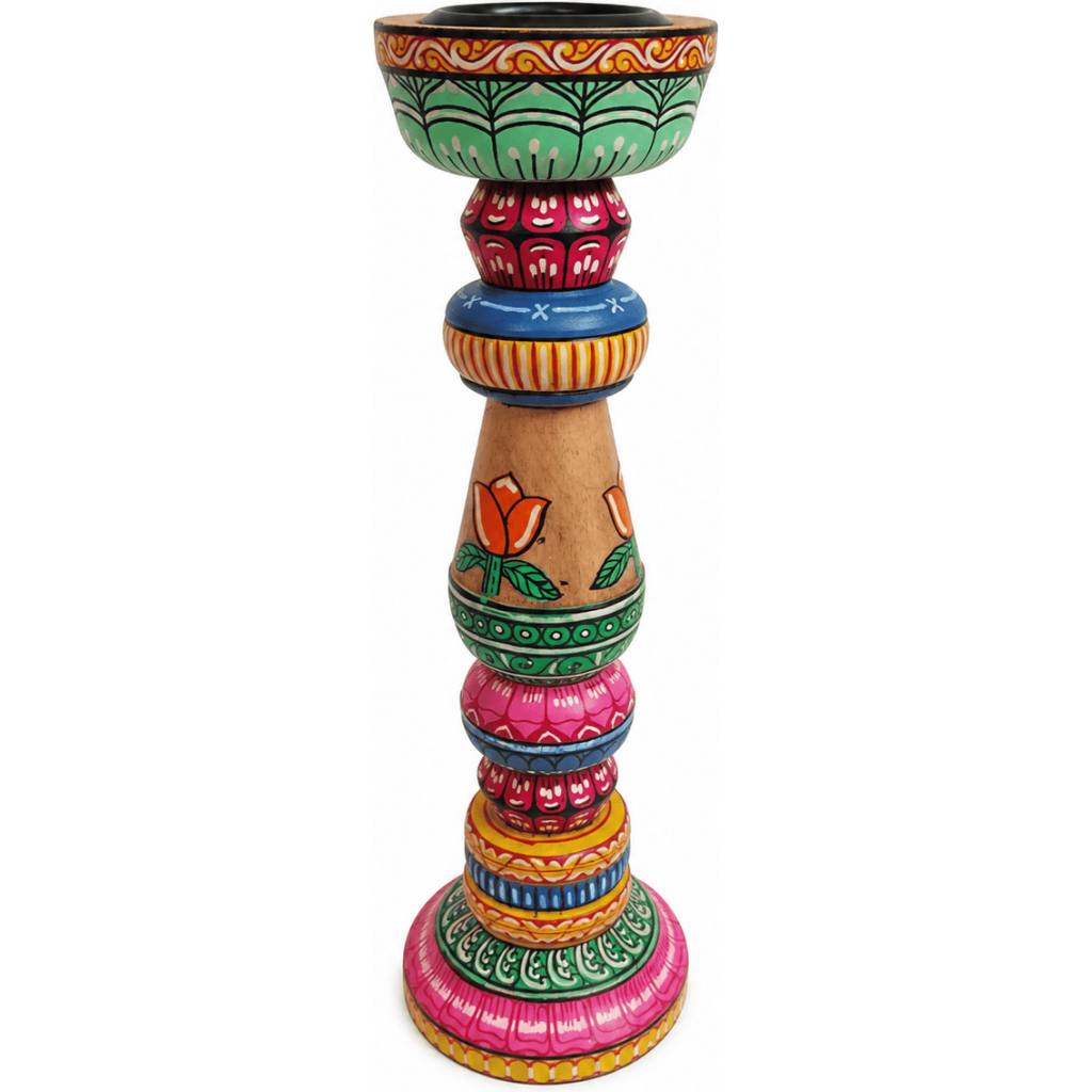 Folk Art Handpainted Candle Holder