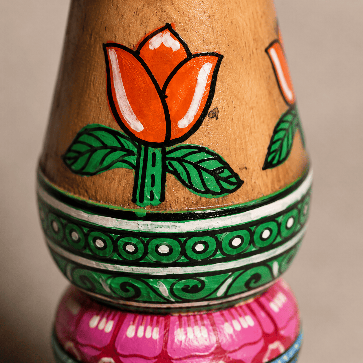 Folk Art Handpainted Candle Holder - Image 3