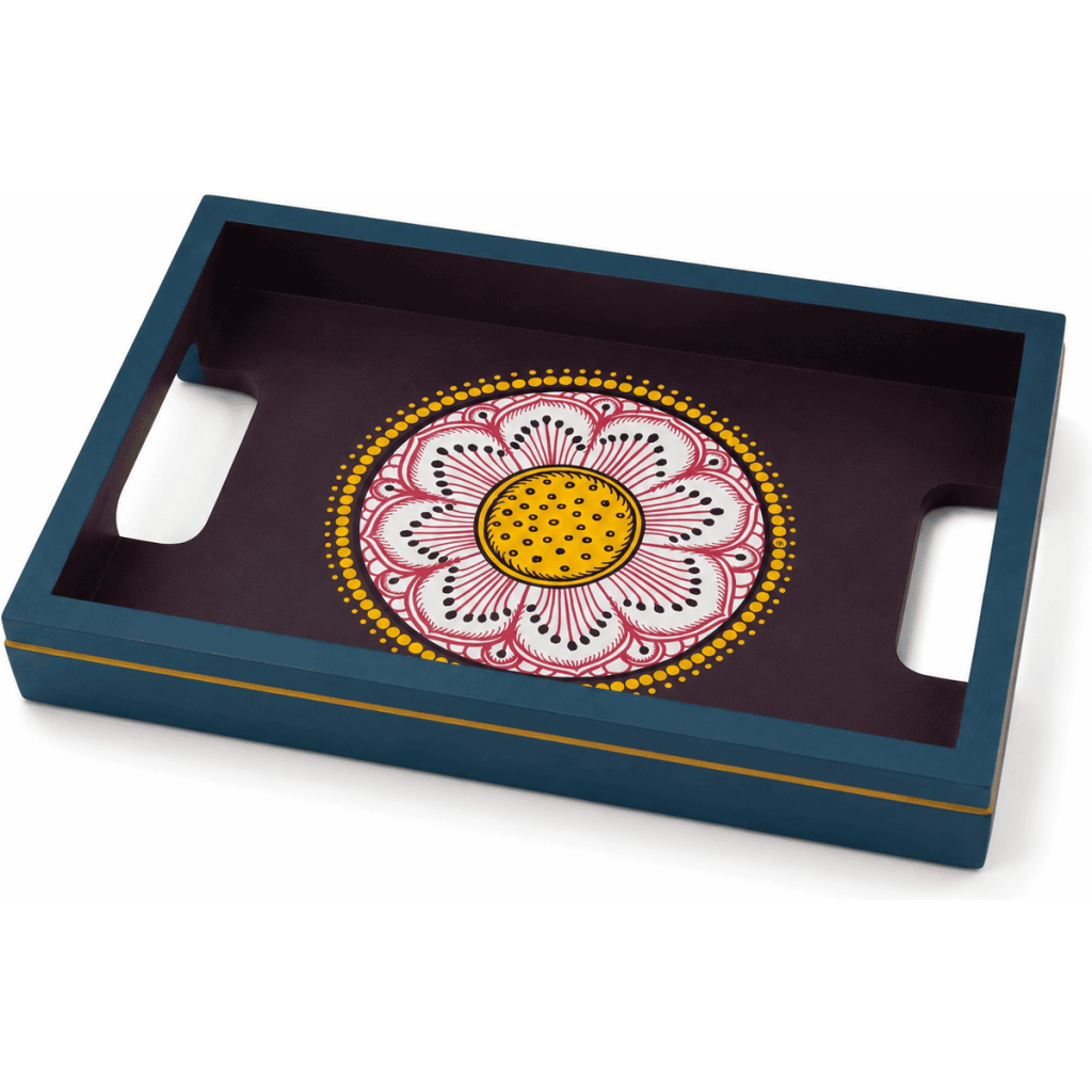 Vibrant Floral Hand-Painted Tray