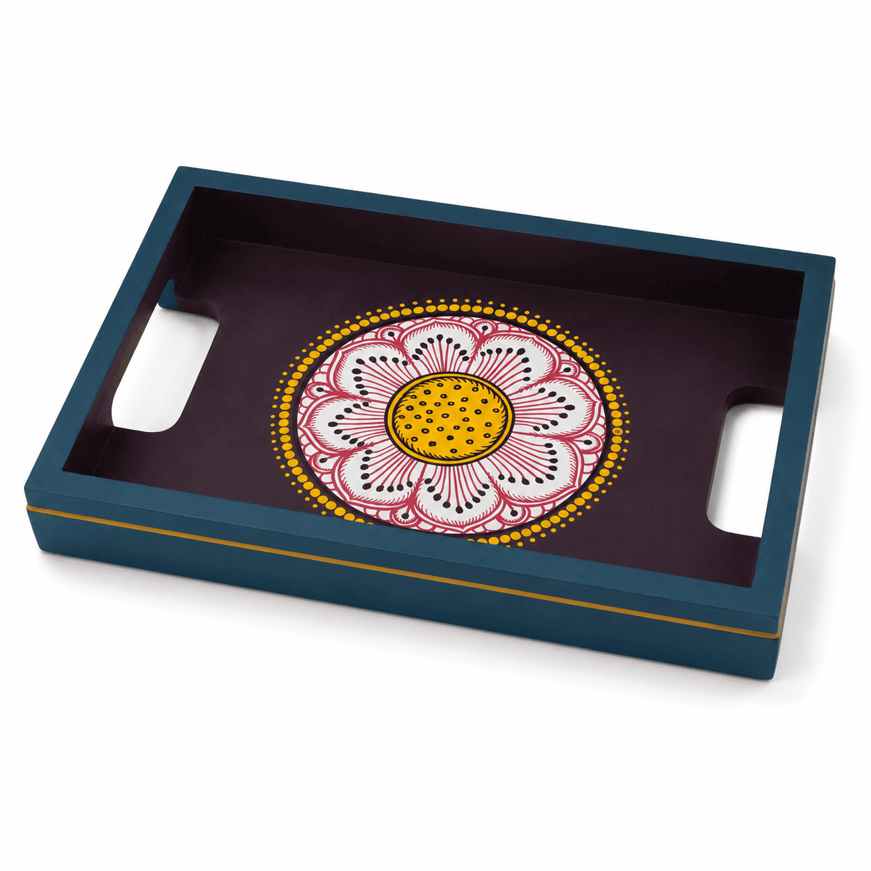 Vibrant Floral Hand-Painted Tray - Image 1