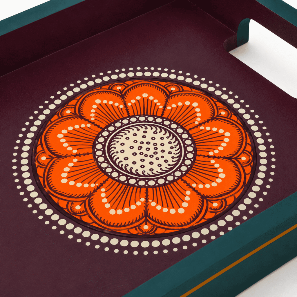 Floral Design Hand-Painted Tray