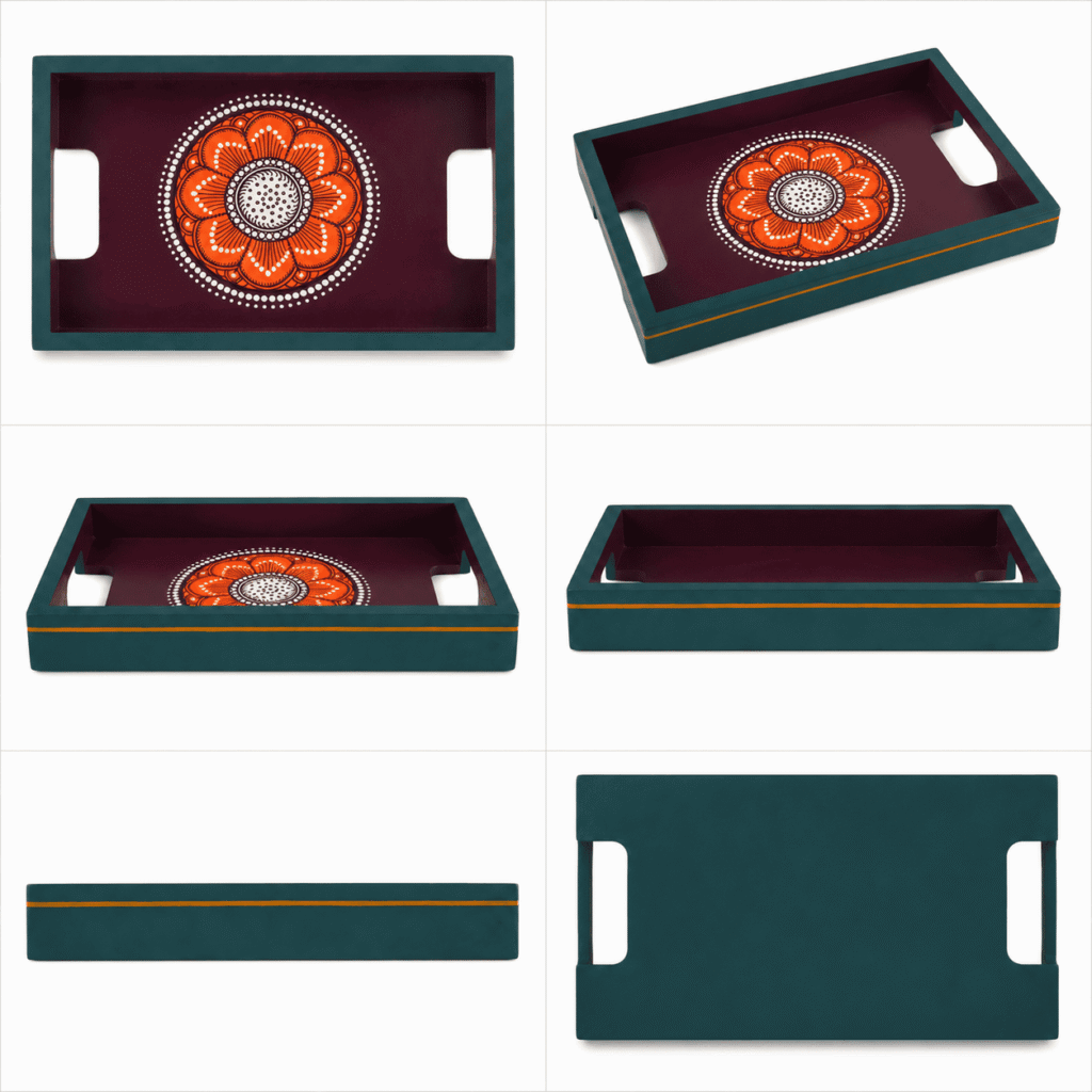 Floral Design Hand-Painted Tray
