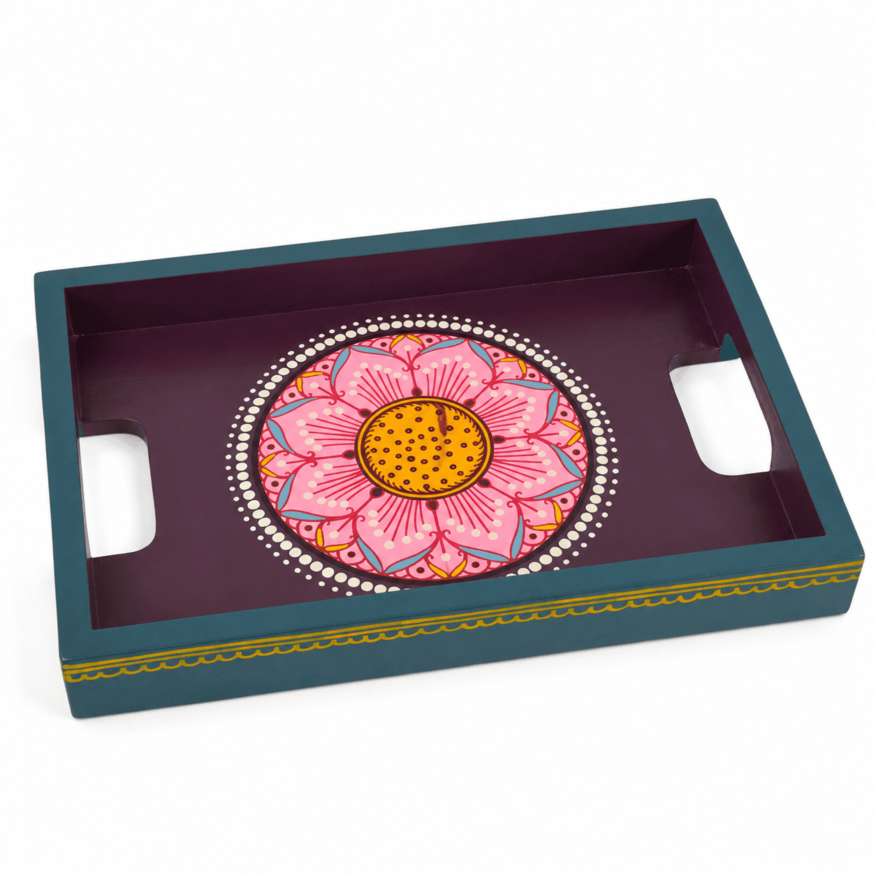Colourful Floral Hand-Painted Tray - Image 1