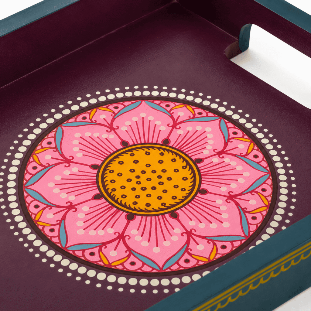 Colourful Floral Hand-Painted Tray