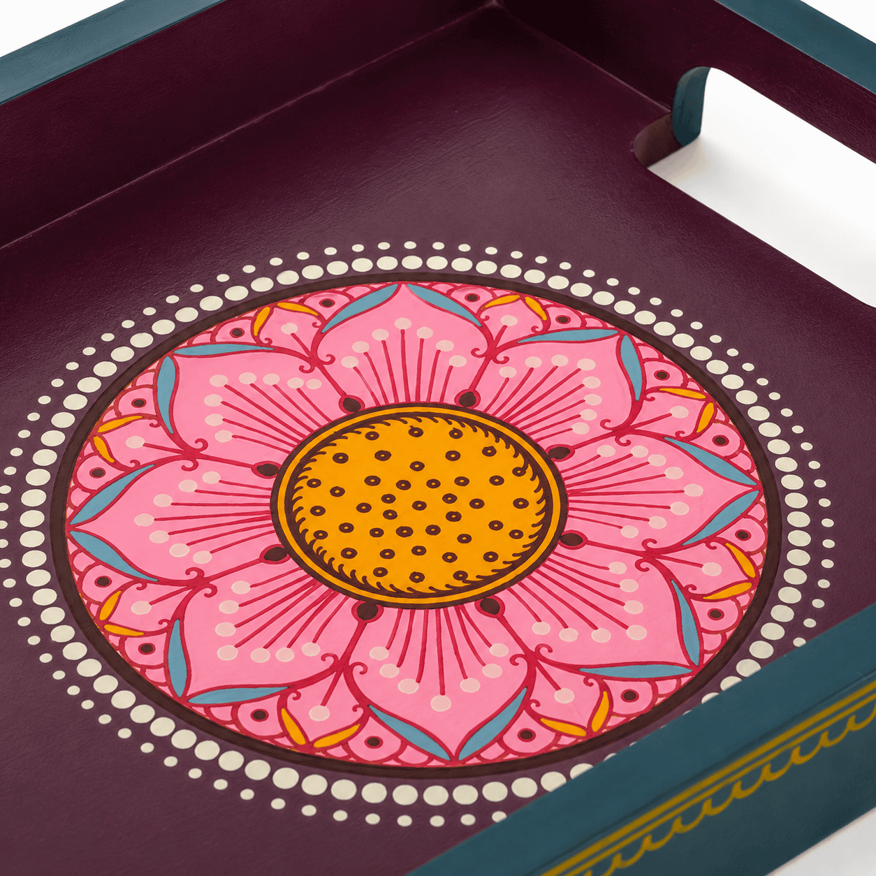 Colourful Floral Hand-Painted Tray - Image 4