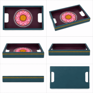 Colourful Floral Hand-Painted Tray - Image 3