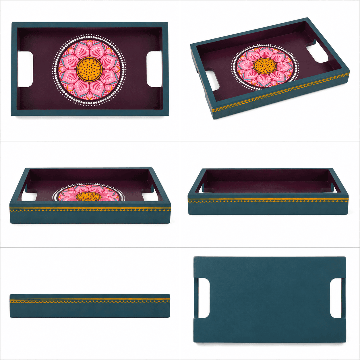 Colourful Floral Hand-Painted Tray - Image 3
