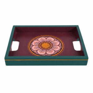 Vibrant Floral Design Hand-Painted Tray - Image 1