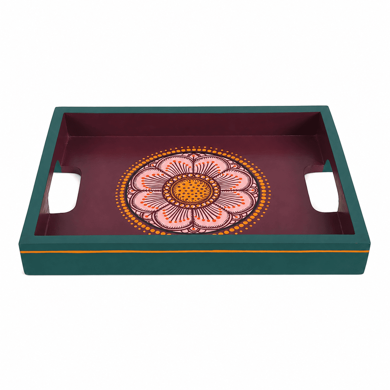 Vibrant Floral Design Hand-Painted Tray - Image 1