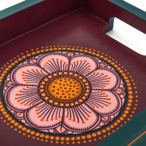 Vibrant Floral Design Hand-Painted Tray - Image 2