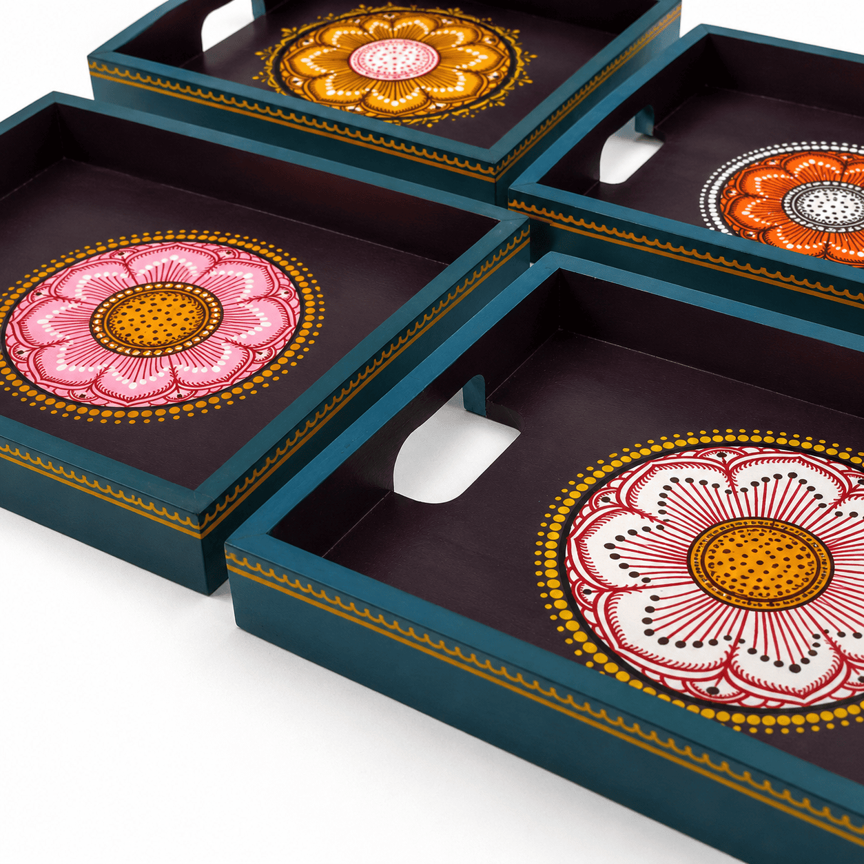 Colourful Floral Hand-Painted Tray - Image 5