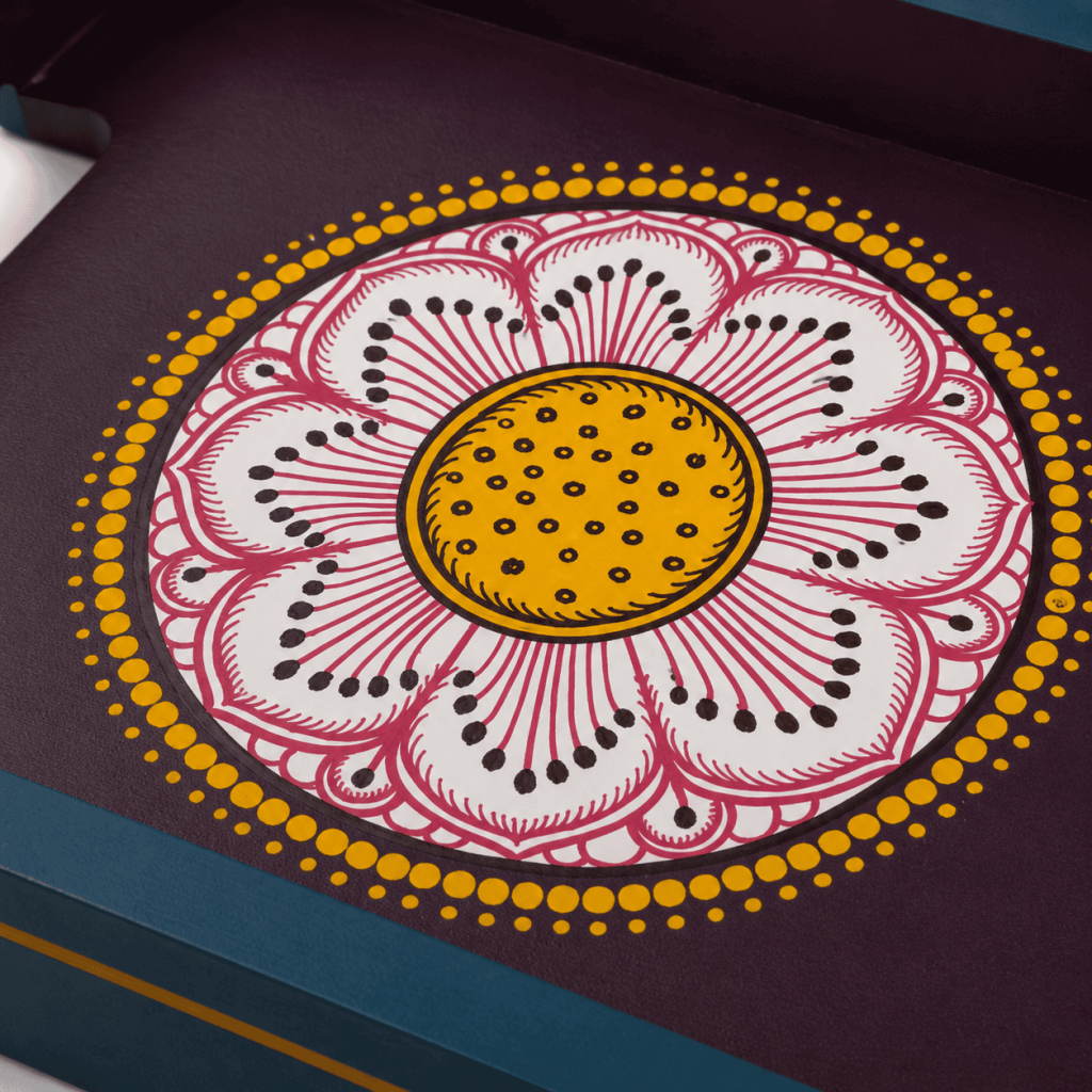 Vibrant Floral Hand-Painted Tray