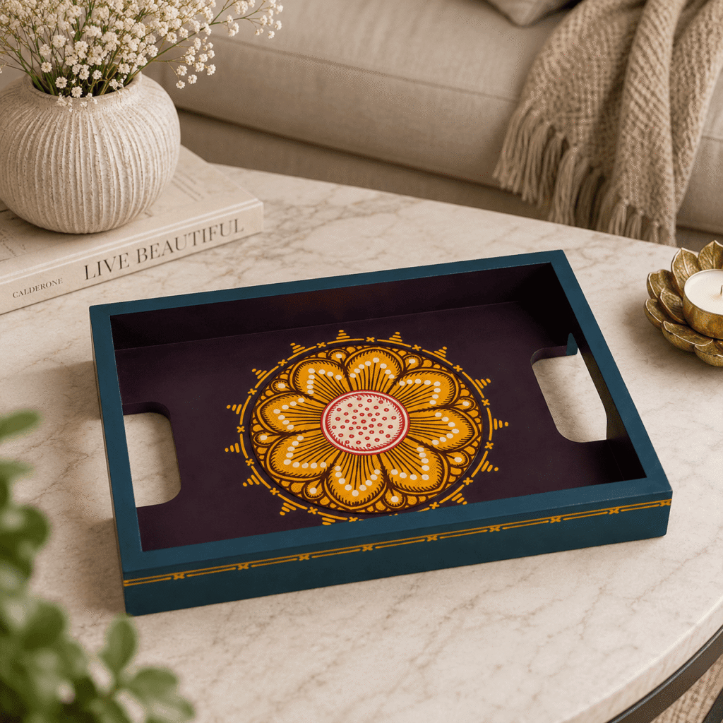 Vibrant Floral HandPainted Tray