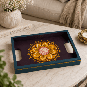 Vibrant Floral HandPainted Tray - Image 2