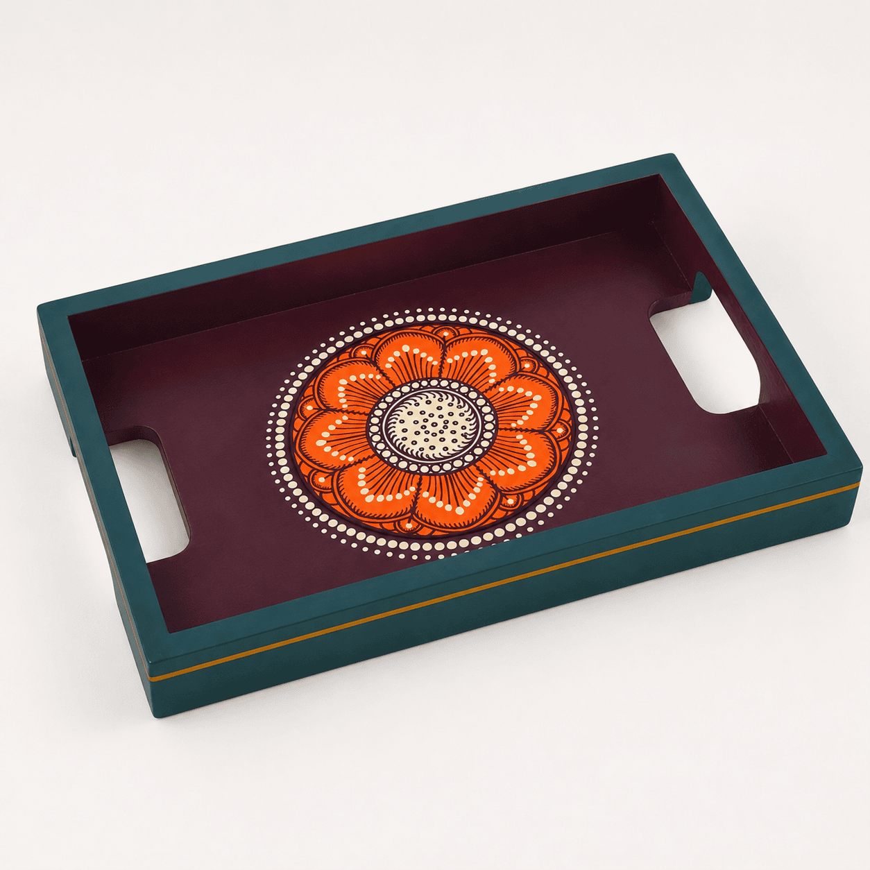Floral Design Hand-Painted Tray - Image 1