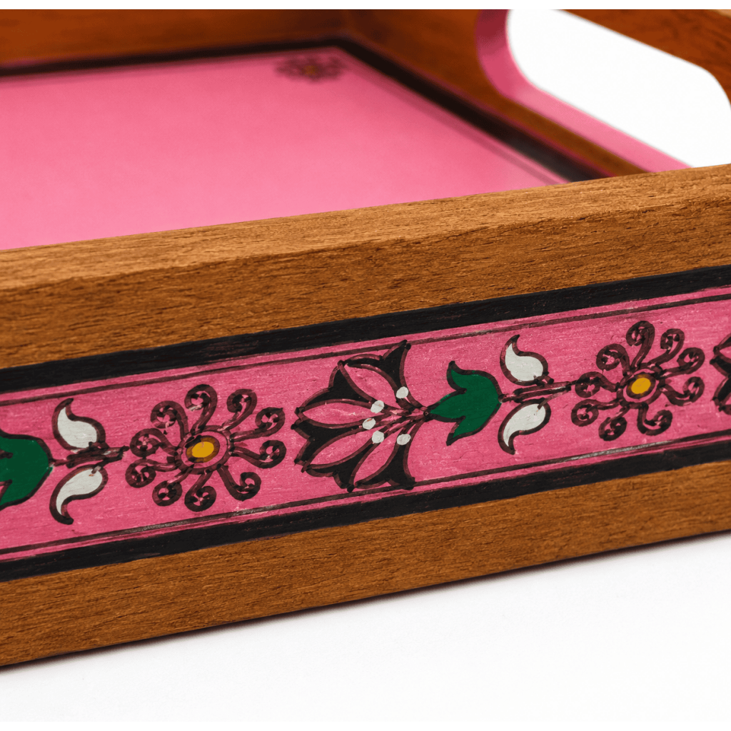 Pink Tranquil Wooden Serving Tray