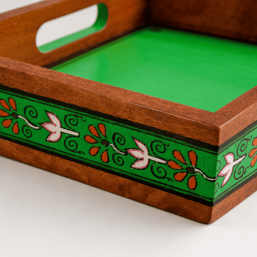 Green Tranquil Wooden Serving Tray