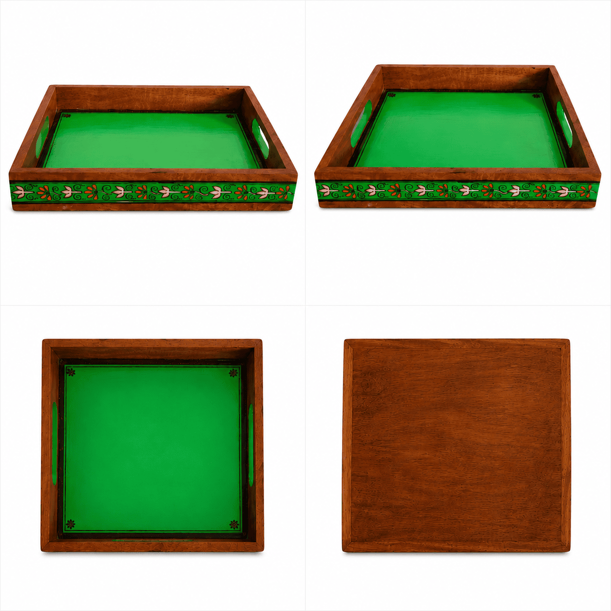 Green Tranquil Wooden Serving Tray - Image 2