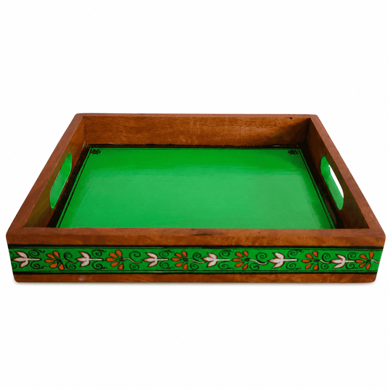 Green Tranquil Wooden Serving Tray - Image 1