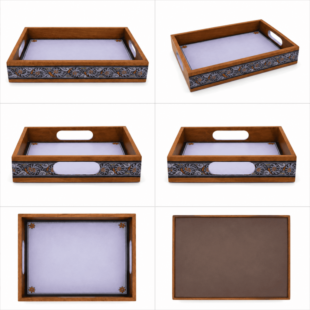 Violet Tranquil Wooden Serving Tray