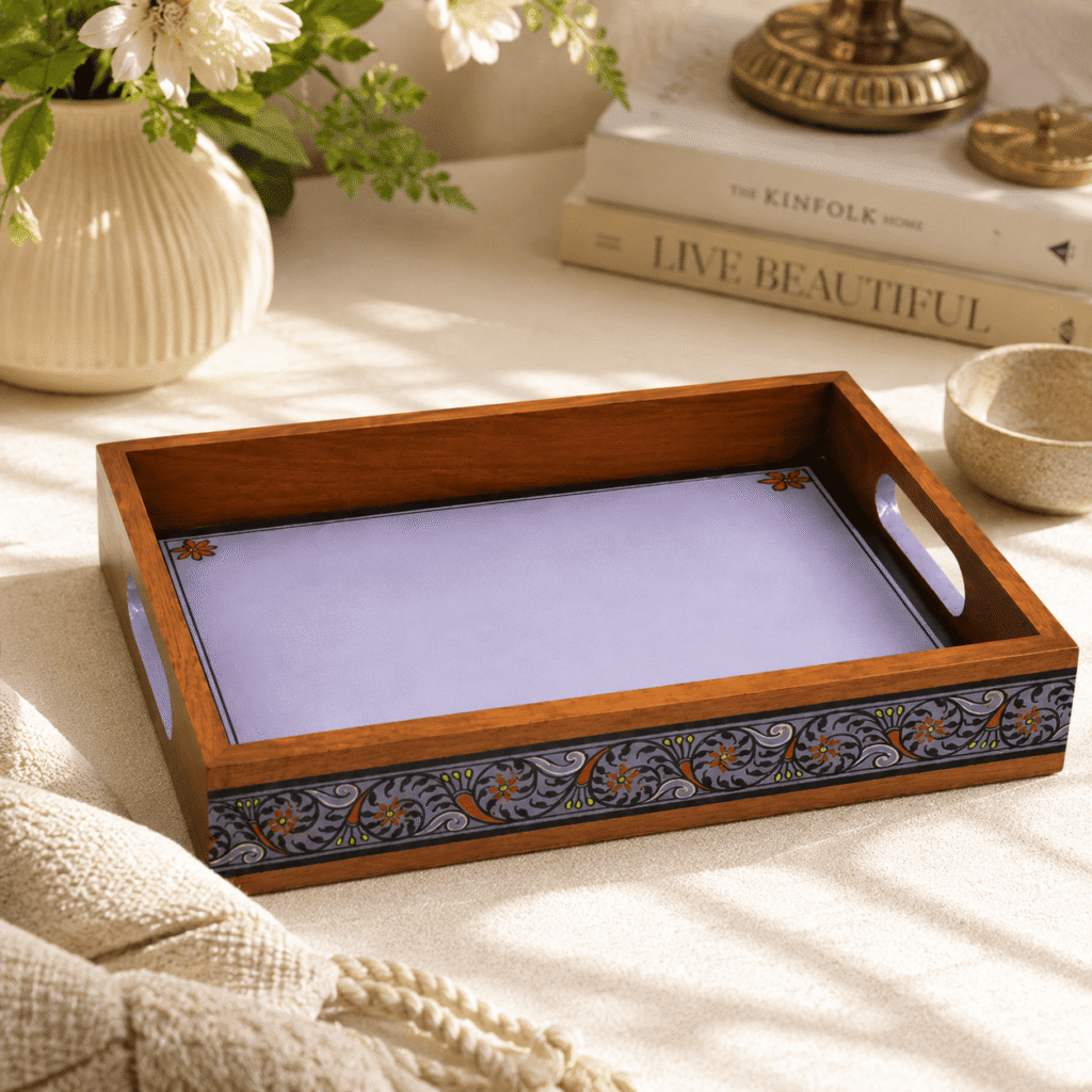 Violet Tranquil Wooden Serving Tray