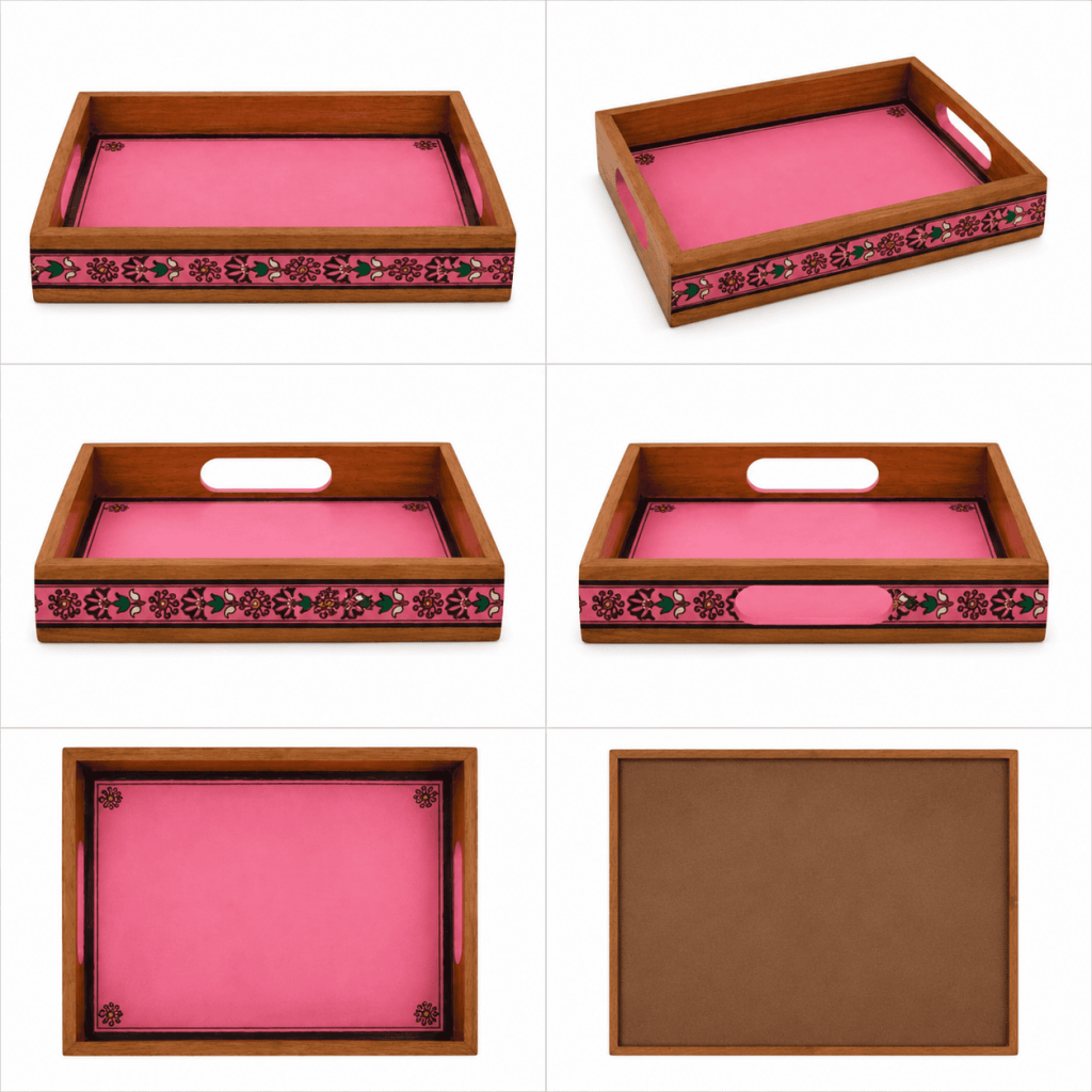 Pink Tranquil Wooden Serving Tray