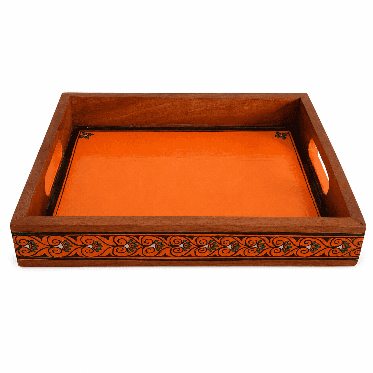 Orange Tranquil Wooden Serving Tray - Image 1