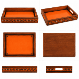 Orange Tranquil Wooden Serving Tray - Image 3
