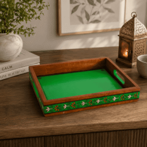Green Tranquil Wooden Serving Tray - Image 4
