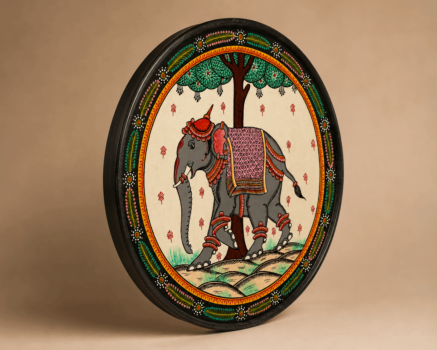 Odisha Elephant Pattachitra Art Plate - Image 2