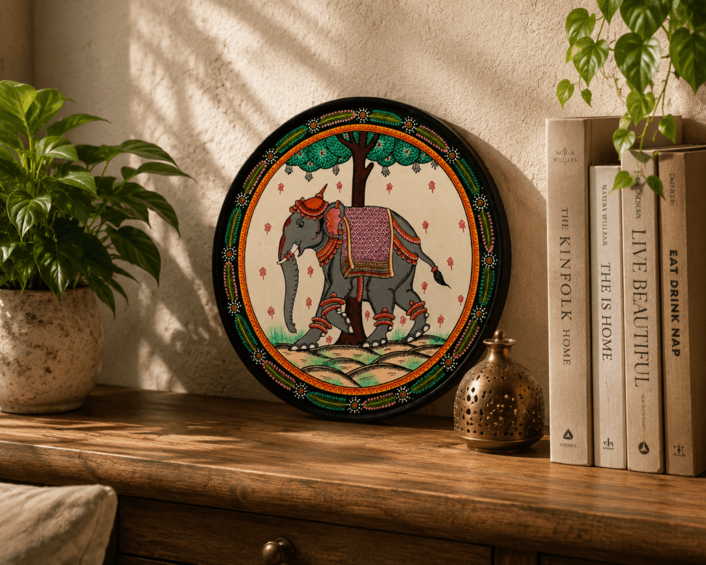 Odisha Elephant Pattachitra Art Plate