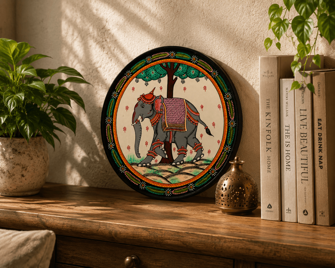 Odisha Elephant Pattachitra Art Plate - Image 4