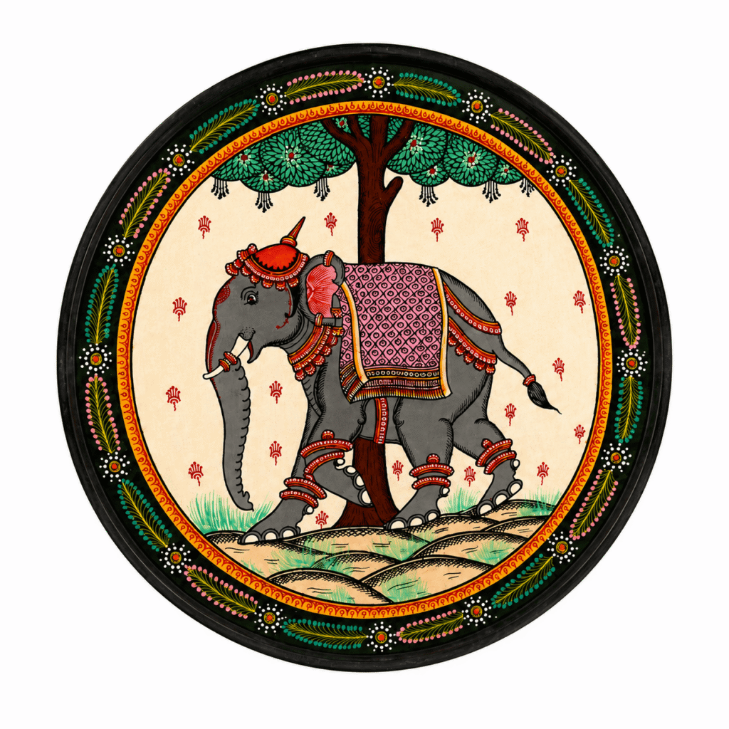 Odisha Elephant Pattachitra Art Plate