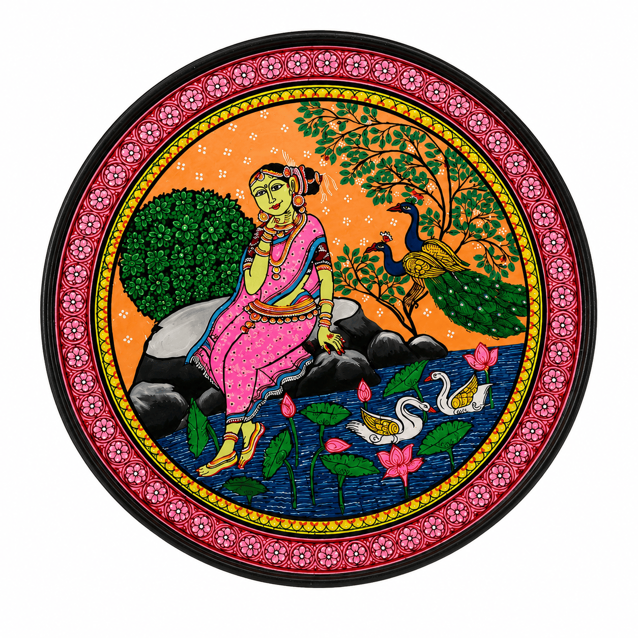 Odisha Pattachitra Peacock Art Plate - Image 1