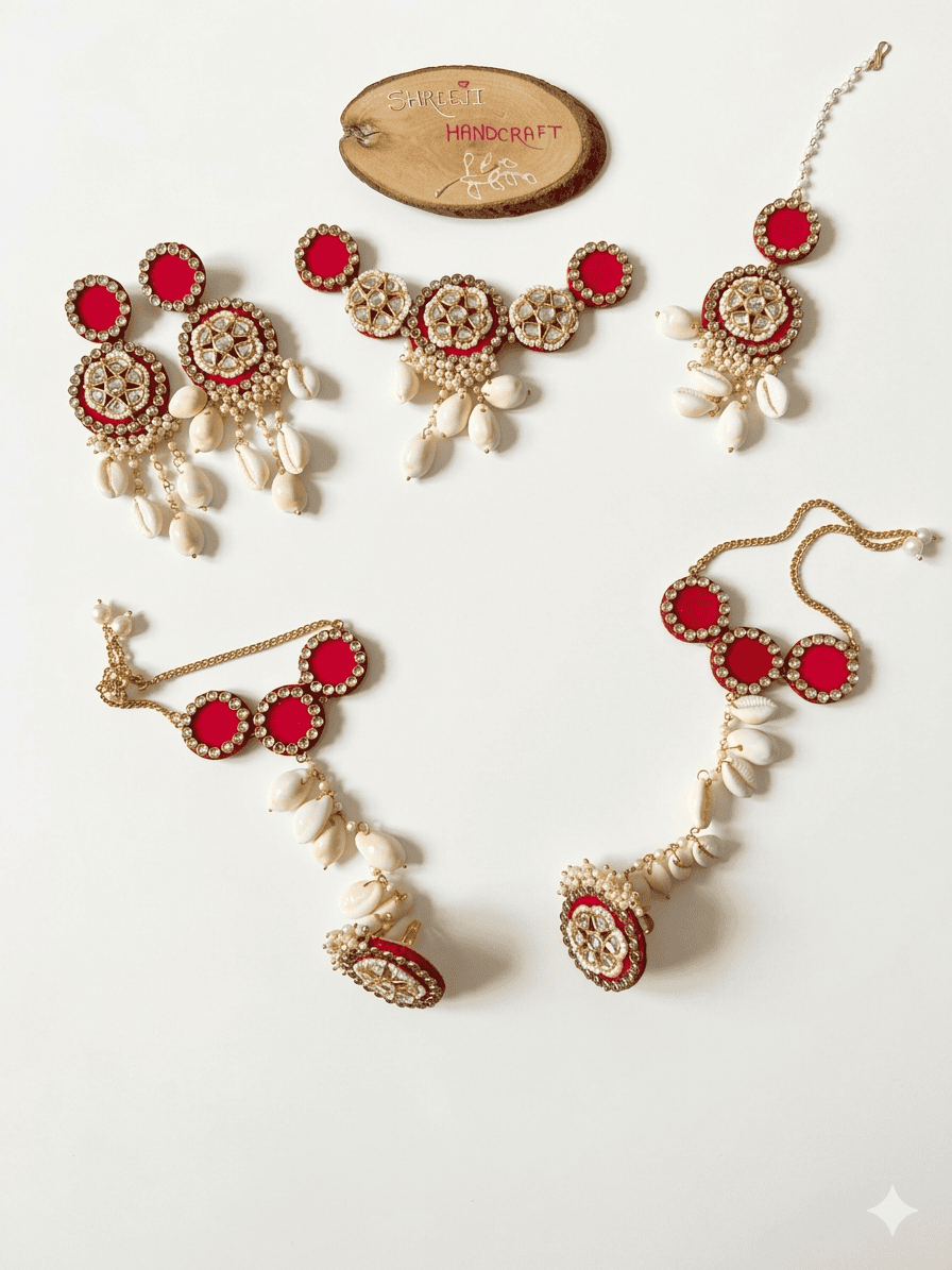 Floral Cowrie Wedding Jewelry Set - Image 2