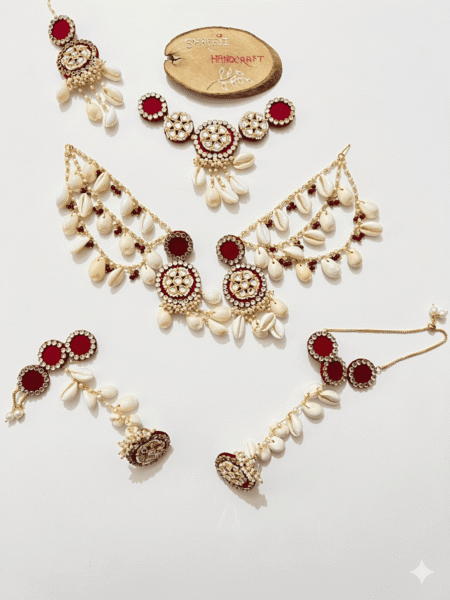 Floral Cowrie Shell Jewelry Set - Image 2
