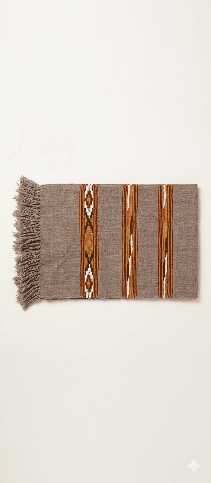 Grey Tribal Woolen Scarf - Image 3