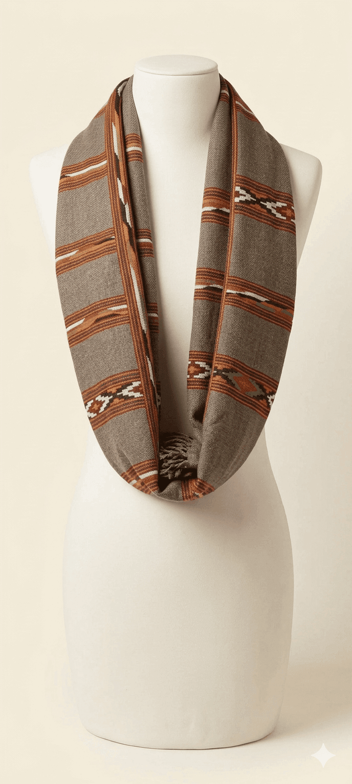 Grey Tribal Woolen Scarf - Image 2