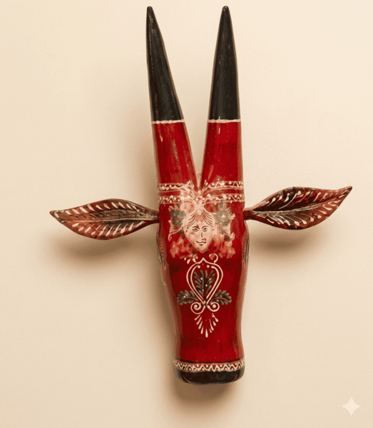 Royal Artisan Wooden Bull Mask Wall Decor - Image 1